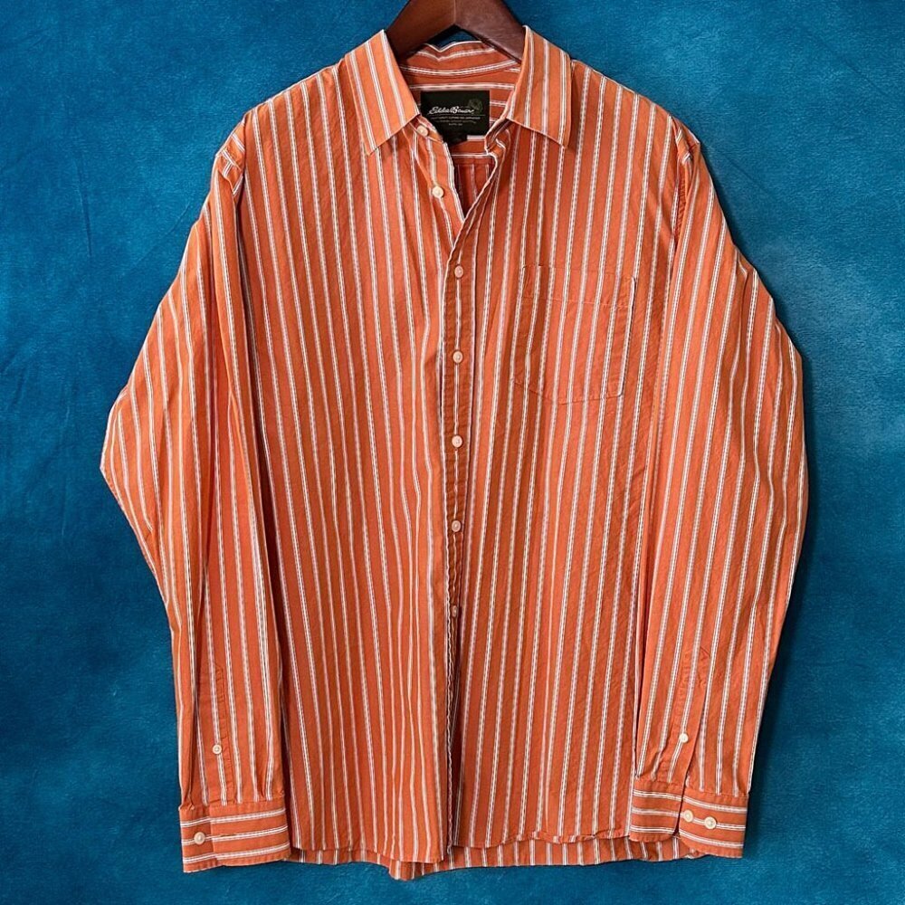 Eddie Bauer Woven Stripe Men's Shirt, Size XL Tall